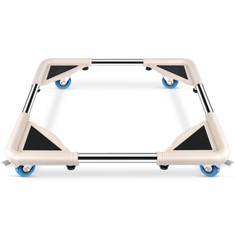 SPACECARE Mini Fridge Stand Furniture Dolly Mobile Roller with 4 Locking Wheels-Base Adjustable Refrigerator Washing Machine Stand Moving Cart- Appliance Dolly Cart Roller Pedestal - Off White - Image 1